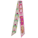 エルメス HERMES ツイリー ローズ×ヴェール×ジョーヌ シルク スカーフ 【COLLIERS DE CHIENS REMIX/コリエドシアン】