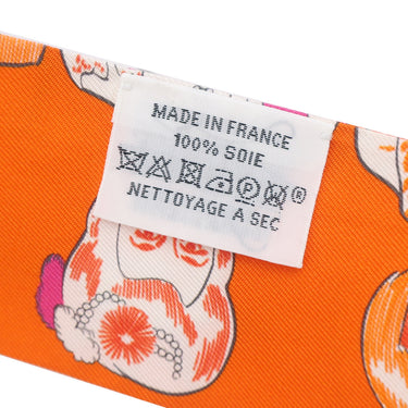 エルメス HERMES ツイリー オレンジ×フューシャ×ホワイト シルク スカーフ 【HERMES DRESS CODE/エルメス ドレスコード】