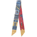 エルメス HERMES ツイリー ブルー×ベージュドレ×ブラウン シルク スカーフ 【SUPER SILK QUEST/スーパー シルク クエスト】