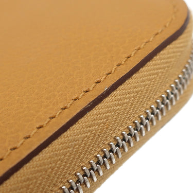 エルメス HERMES アザップ シルクイン コンパクト キャラメル エバーカラー コインケース シルバー金具 茶 ラウンドファスナー