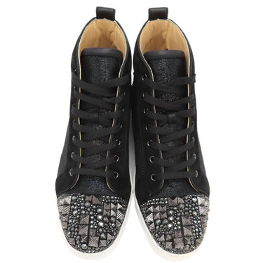 クリスチャンルブタン Christian Louboutin MIXKEOLOUIS FLAT ブラック キャンバス レザー 42 1/2 スニーカー ブラック金具 黒 スタッズ