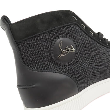 クリスチャンルブタン Christian Louboutin MIXKEOLOUIS FLAT ブラック キャンバス レザー 42 1/2 スニーカー ブラック金具 黒 スタッズ