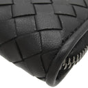 ボッテガヴェネタ BOTTEGA VENETA イントレチャート ファスナー付き コインパース 114075V001N1000 ブラック ラムスキン コインケース ガンメタル金具 黒