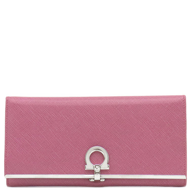 フェラガモ FERRAGAMO ガンチーニ 二つ折り長財布 224633 パープル レザー 長財布 シルバー金具 紫