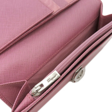 フェラガモ FERRAGAMO ガンチーニ 二つ折り長財布 224633 パープル レザー 長財布 シルバー金具 紫