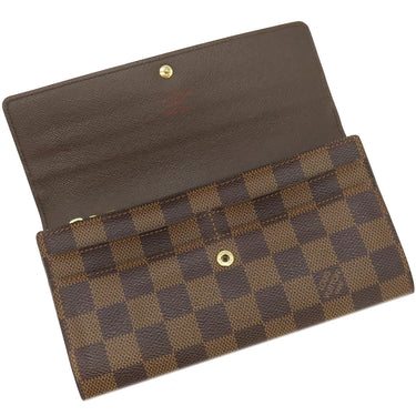 ルイヴィトン LOUIS VUITTON ポルトフォイユ サラ N61734 ダミエエベヌ ダミエキャンバス 長財布 ゴールド金具 茶 二つ折り