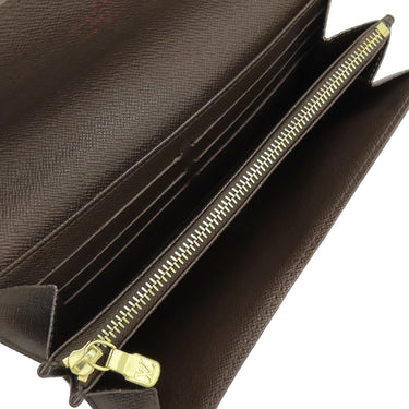 ルイヴィトン LOUIS VUITTON ポルトフォイユ サラ N61734 ダミエエベヌ ダミエキャンバス 長財布 ゴールド金具 茶 二つ折り