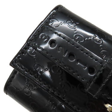グッチ GUCCI マイクログッチシマ ホースビット 309759 ブラック パテントレザー キーケース ゴールド金具 黒 6連 6本