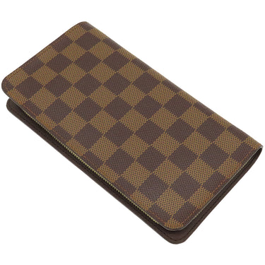 ルイヴィトン LOUIS VUITTON ポルトモネジップ N61728 ダミエエベヌ　 ダミエキャンバス 長財布 ゴールド金具 茶 ラウンドファスナー