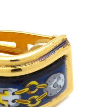 エルメス HERMES エマイユ ネイビーXゴールド GP 七宝焼き イヤリング 七宝