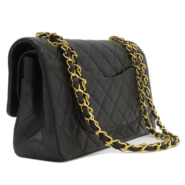 シャネル CHANEL マトラッセ 25 Wチェーン A01112 ブラック ラムスキン ショルダーバッグ ゴールド金具 黒 ダブルフラップ ダブルチェーン