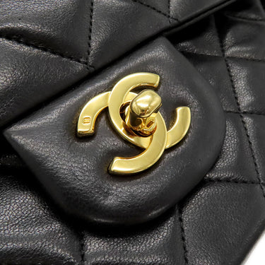 シャネル CHANEL マトラッセ 25 Wチェーン A01112 ブラック ラムスキン ショルダーバッグ ゴールド金具 黒 ダブルフラップ ダブルチェーン
