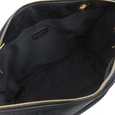 シャネル CHANEL ココマーク チェーン トートバッグ ブラック キャビアスキン トートバッグ ゴールド金具 黒 チェーンショルダー