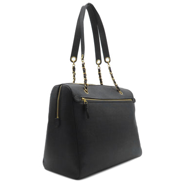 シャネル CHANEL ココマーク チェーン トートバッグ ブラック キャビアスキン トートバッグ ゴールド金具 黒 チェーンショルダー