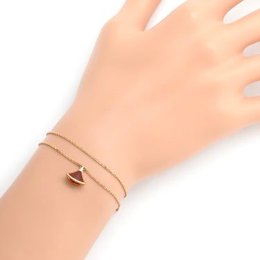 ブルガリ BVLGARI ディーヴァ ドリーム ローズゴールド K18PG カーネリアン #SM ブレスレット Wチェーン Au750 18K