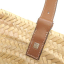 ロエベ LOEWE バスケットバッグ スモール ナチュラルXタン ラフィア カーフ ハンドバッグ シルバー金具 茶 かごバッグ