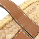 ロエベ LOEWE バスケットバッグ スモール ナチュラルXタン ラフィア カーフ ハンドバッグ シルバー金具 茶 かごバッグ