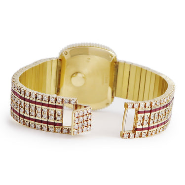 腕時計 ピアジェ PIAGET ミニ ウォーホル 75121 クオーツ メンズ OH済 K18YG無垢 ダイヤ ルビー イエローゴールド ヴィンテージ