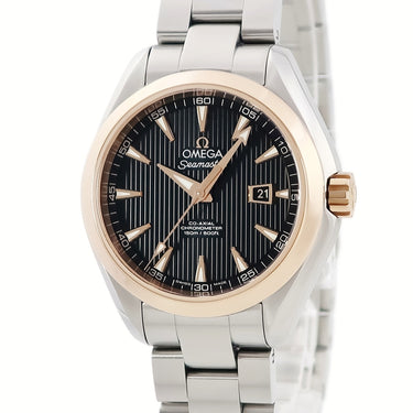 腕時計 オメガ OMEGA シーマスター アクアテラ 231.20.34.20.01.003 自動巻き レディース K18RG×SS コンビ ブラック デイト
