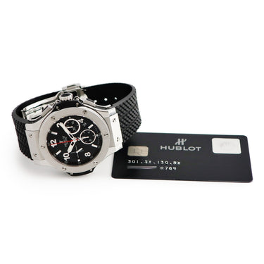 腕時計 ウブロ HUBLOT ビッグバン スチール 301.SX.130.RX 自動巻き メンズ クロノグラフ ブラック スモールセコンド デイト