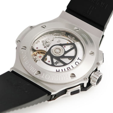 腕時計 ウブロ HUBLOT ビッグバン スチール 301.SX.130.RX 自動巻き メンズ クロノグラフ ブラック スモールセコンド デイト