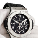 腕時計 ウブロ HUBLOT ビッグバン スチール 301.SX.130.RX 自動巻き メンズ クロノグラフ ブラック スモールセコンド デイト
