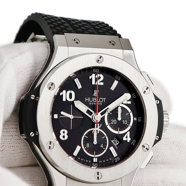 腕時計 ウブロ HUBLOT ビッグバン スチール 301.SX.130.RX 自動巻き メンズ クロノグラフ ブラック スモールセコンド デイト