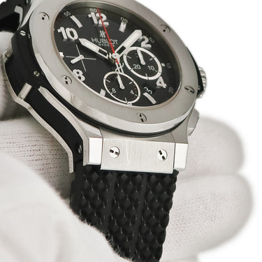 腕時計 ウブロ HUBLOT ビッグバン スチール 301.SX.130.RX 自動巻き メンズ クロノグラフ ブラック スモールセコンド デイト