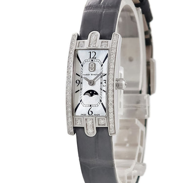 腕時計 ハリーウィンストン Harry Winston アヴェニュー C ミニ ムーンフェイズ AVCQMP16WW001 クオーツ レディース K18WG無垢 純正ダイヤ