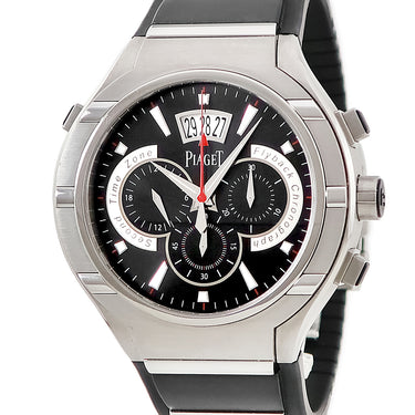 腕時計 ピアジェ PIAGET ポロ 45 クロノグラフ P10534 G0A34002 自動巻き メンズ ブラック バー デイト 2タイムゾーン表示