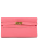 エルメス HERMES ケリーウォレット ロング ローズアザレ ヴォーエプソン 長財布 ゴールド金具