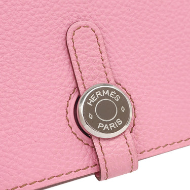 エルメス HERMES ドゴン コンパクト ピンク トゴ 二つ折り財布 シルバー金具
