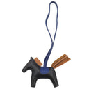 エルメス HERMES ロデオPM ブラック×ブルーサフィール×ゴールド アニューミロ バッグチャーム 黒 青 茶