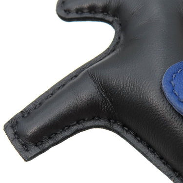 エルメス HERMES ロデオPM ブラック×ブルーサフィール×ゴールド アニューミロ バッグチャーム 黒 青 茶