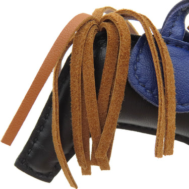 エルメス HERMES ロデオPM ブラック×ブルーサフィール×ゴールド アニューミロ バッグチャーム 黒 青 茶