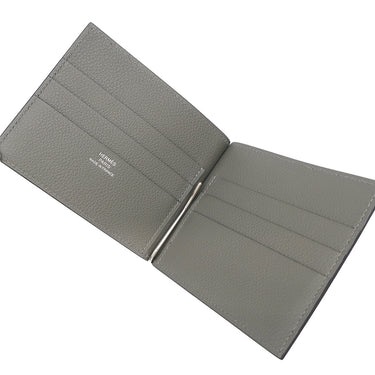 エルメス HERMES ポーカー グラファイト×エタン エバーカラー 二つ折り財布 シルバー金具 バイカラー 二つ折り財布 マネークリップ