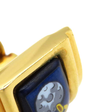 エルメス HERMES エマイユ ネイビーXゴールド GP 七宝焼き イヤリング 七宝