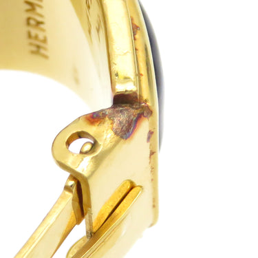 エルメス HERMES エマイユ ネイビーXゴールド GP 七宝焼き イヤリング 七宝