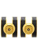 エルメス HERMES ポップアッシュ Hピアス ブラックXゴールド GP エナメル ピアス H型