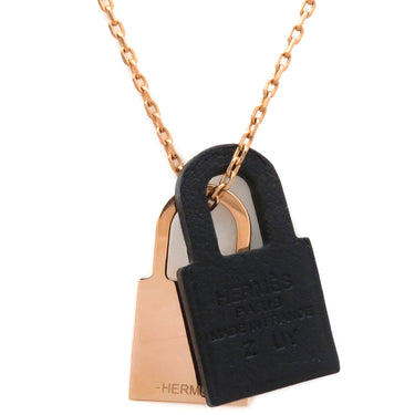 エルメス HERMES オーケリー ペンダント ブラックXローズゴールド GP ヴォースイフト ネックレス ピンクゴールド カデナ 黒