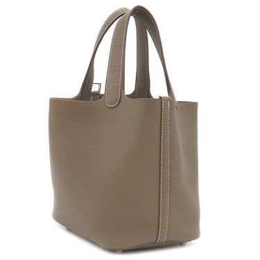 エルメス HERMES ピコタンロックPM エトゥープ トリヨンクレマンス ハンドバッグ シルバー金具 グレージュ