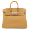 エルメス HERMES バーキン25 ナチュラルサブレ トゴ ハンドバッグ シルバー金具 茶