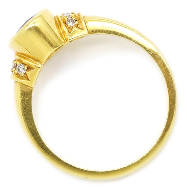 ノンブランド NON BRAND ブルーサファイア ダイヤリング イエローゴールド×ブルー K18YG サファイア ダイヤモンド リング 指輪 Au750 18K 青 オーバル 14号