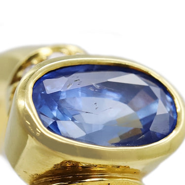 ノンブランド NON BRAND ブルーサファイア ダイヤリング イエローゴールド×ブルー K18YG サファイア ダイヤモンド リング 指輪 Au750 18K 青 オーバル 14号