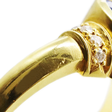 ノンブランド NON BRAND ブルーサファイア ダイヤリング イエローゴールド×ブルー K18YG サファイア ダイヤモンド リング 指輪 Au750 18K 青 オーバル 14号