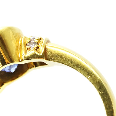 ノンブランド NON BRAND ブルーサファイア ダイヤリング イエローゴールド×ブルー K18YG サファイア ダイヤモンド リング 指輪 Au750 18K 青 オーバル 14号