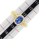 ノンブランド NON BRAND ブルーサファイア ダイヤリング イエローゴールド×ブルー K18YG サファイア ダイヤモンド リング 指輪 Au750 18K 青 オーバル 14号