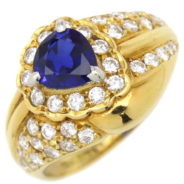 ノンブランド NON BRAND ブルーサファイア ダイヤリング イエローゴールド K18YG サファイア ダイヤモンド Pt900 リング 指輪 青 10.5号