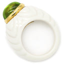 ブルガリ BVLGARI チャンドラ ホワイト×グリーン K18YG ホワイトセラミック トルマリン リング 指輪 750 18金 トルマリン 9号