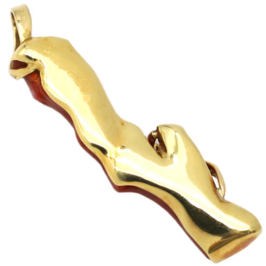 ノンブランド NON BRAND 珊瑚 ダイヤ イエローゴールド K18YG ダイヤモンド 珊瑚 ペンダントトップ 赤 血赤サンゴ